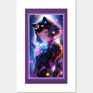 Anime Cute Cat Girl | Sci-Fi Manga Girl Anime Art Posters and Art